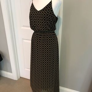 Banana Republic Navy and gold maxi dress